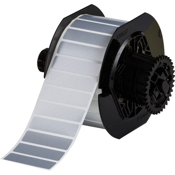 B33 Series Metallized Polyester Permanent Labels 0.5in H x 2in W LGT GR 2500/RL